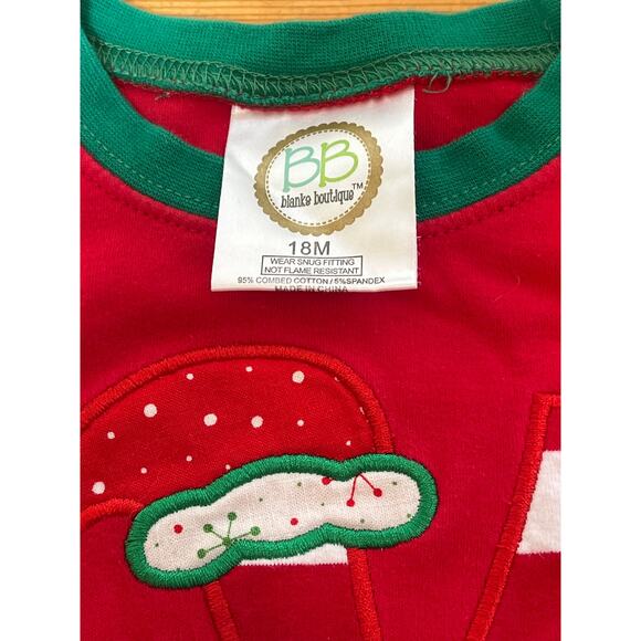 Blanks Boutique Christmas Pajamas Girls Pjs Size 18 Months V Initial - Picture 4 of 5